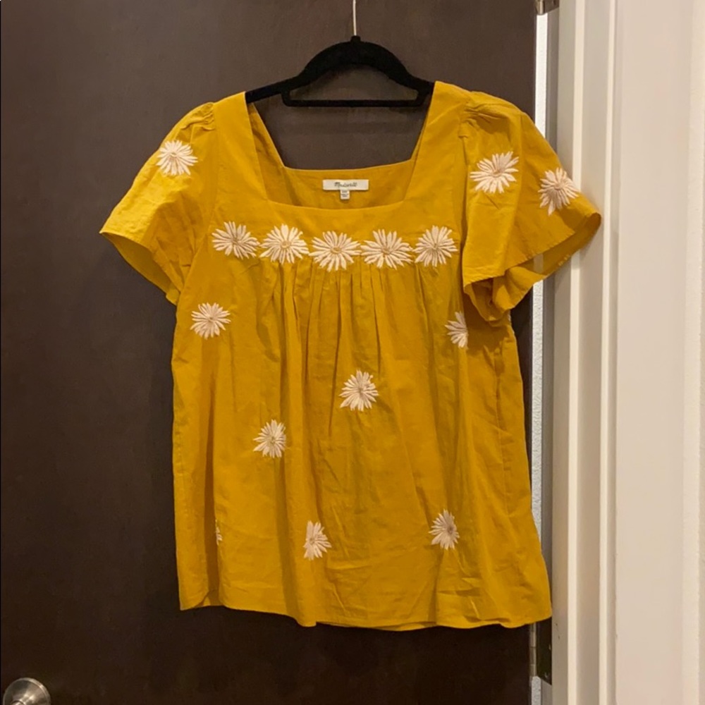 Madewell yellow floral top
